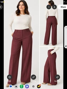 J. Crew Wide-Leg Trousers in Burgundy